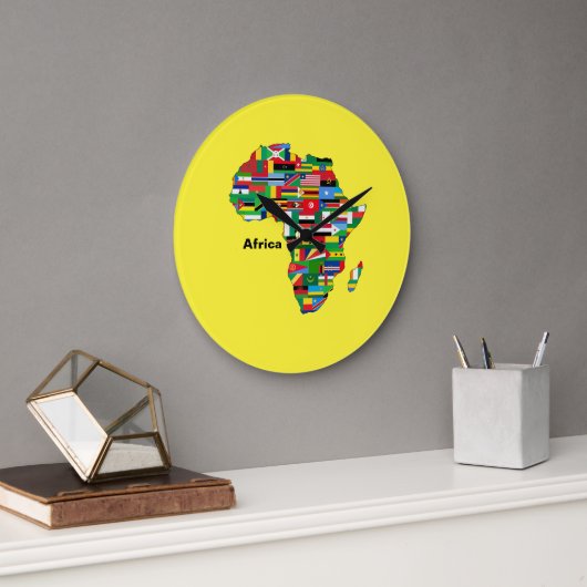 Gelbe Afrika-Karte Große Wanduhr (Büro)