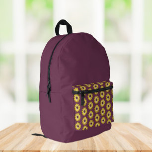 Gelbe afrikanische Daisy-Blumenmuster auf Lila Bedruckter Rucksack