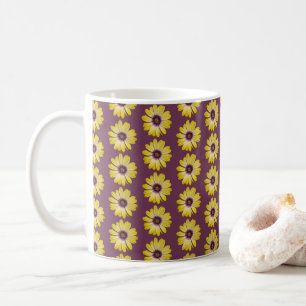 Gelbe afrikanische Wucherblume Blumige Muster auf Kaffeetasse