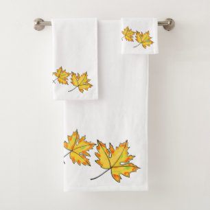 Gelbe Ahornblättern Herbst botanisch Badhandtuch Set