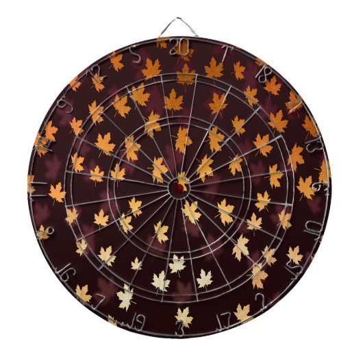 Gelbe Ahornschicht auf dunkelrot Dartscheibe (vorne)