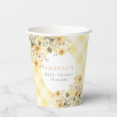 Gelbe Alberne Gänsedusche Pappbecher (Rückseite)