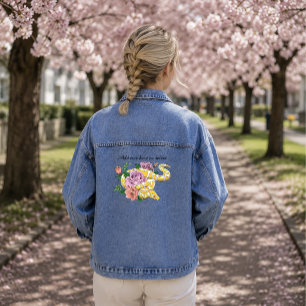 Gelbe Albino-Ballpython Teal-Rosen Jeansjacke