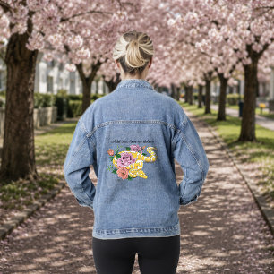 Gelbe Albino-Ballpython Teal-Rosen Jeansjacke