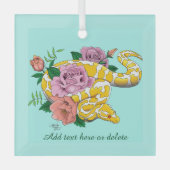 Gelbe Albino-Ballpython Teal-Rosen Ornament Aus Glas (Vorderseite)