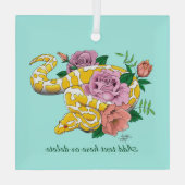 Gelbe Albino-Ballpython Teal-Rosen Ornament Aus Glas (Rückseite)