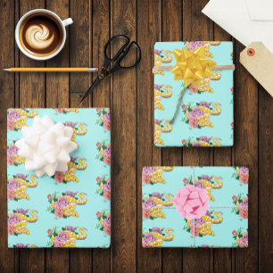 Gelbe Albino-Kugel Python Geschenkpapier Set