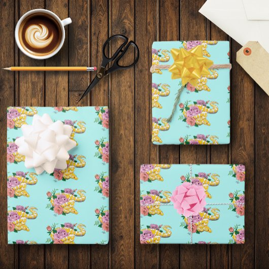 Gelbe Albino-Kugel Python Geschenkpapier Set