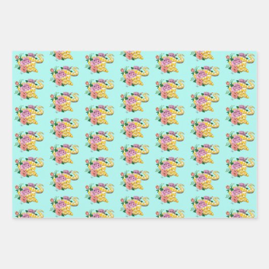 Gelbe Albino-Kugel Python Geschenkpapier Set (Vorderseite 3)