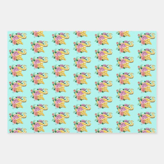Gelbe Albino-Kugel Python Geschenkpapier Set (Vorderseite 2)