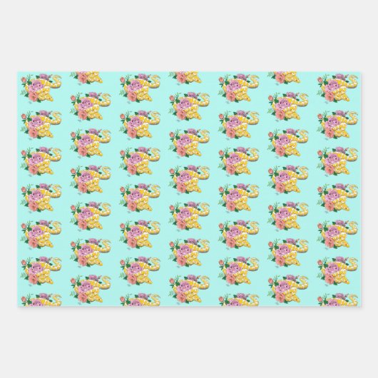 Gelbe Albino-Kugel Python Geschenkpapier Set (Vorderseite)