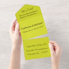 Gelbe All-in-One-Hochzeits-Einladung – Zitrone All In One Einladung