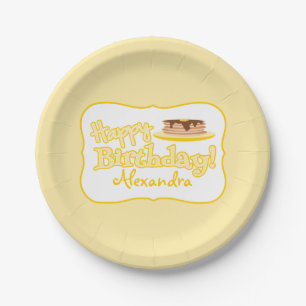 Gelbe alles- Gute zum Geburtstagpfannkuchen Pappteller