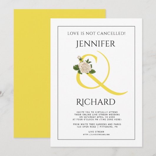 Gelbe Ampere und virtuelle Hochzeit Einladung (Vorne/Hinten)