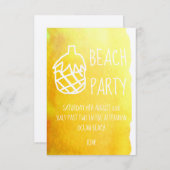 Gelbe Ananas Aquarell Modernes Beach Party Einladung (Vorne/Hinten)