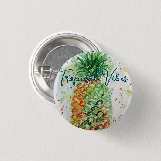 Gelbe Ananas Fruchtstrasse tropische Stäbe Button (Vorne & Hinten)