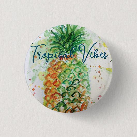 Gelbe Ananas Fruchtstrasse tropische Stäbe Button (Vorderseite)