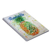 Gelbe Ananas Fruit Beachy Girls Name Notebook Notizblock (Rechte Seite)