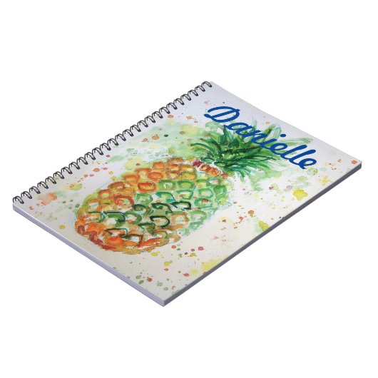 Gelbe Ananas Fruit Beachy Girls Name Notebook Notizblock (Linke Seite)