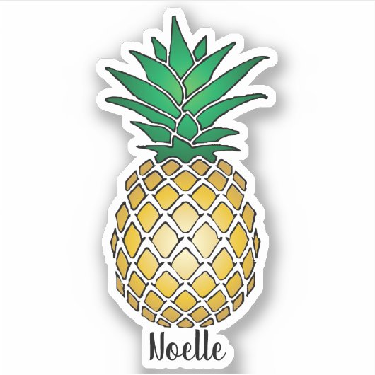 Gelbe Ananas, Ihr Name Aufkleber (Vorderseite)