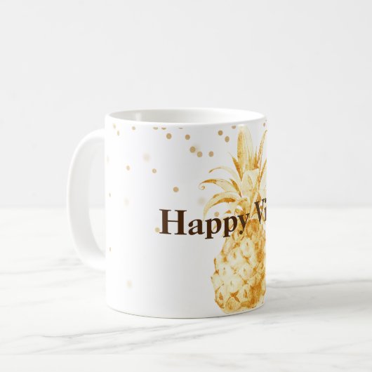 Gelbe Ananas Kaffeetasse (Vorderseite Links)