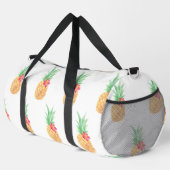 Gelbe Ananas mit rosa Blume Nahtloses Muster Duffle Bag (Rechte Ecke)