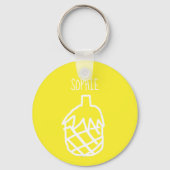 Gelbe Ananas, moderne, einfache Kontur Schlüsselanhänger (Vorderseite)