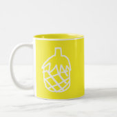 Gelbe Ananas, moderne, einfache Kontur Zweifarbige Tasse (Links)
