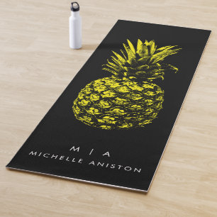 Gelbe Ananas Monogramm Minimalistisch Yogamatte
