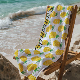 Gelbe Ananas Monogramm Strandtuch