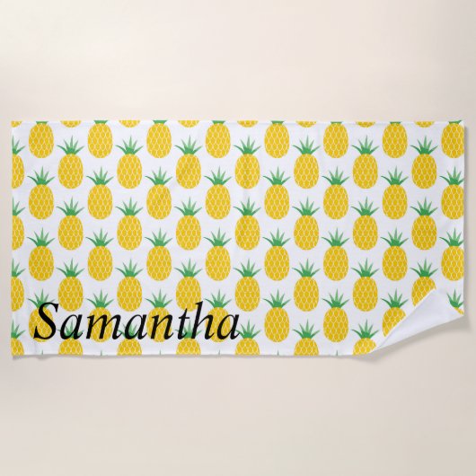 Gelbe Ananas Monogramm Strandtuch (Vorderseite)