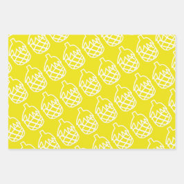 Gelbe Ananas niedliches Design Geschenkpapier Set