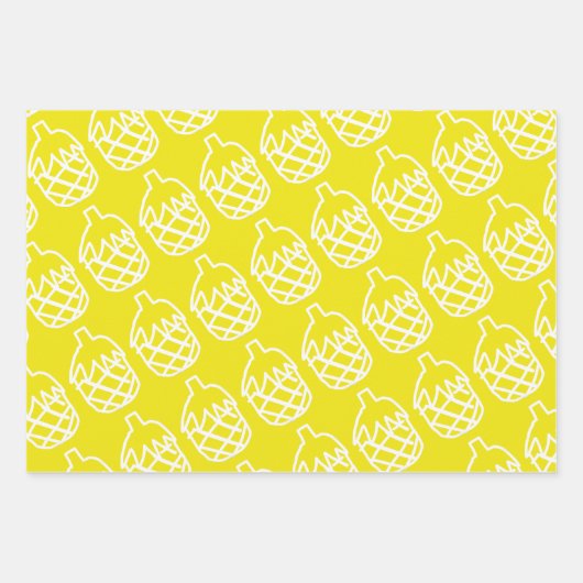 Gelbe Ananas niedliches Design Geschenkpapier Set (Vorderseite)