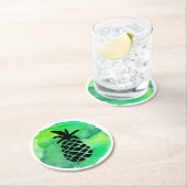 Gelbe Ananas Runder Pappuntersetzer (Vor Ort)