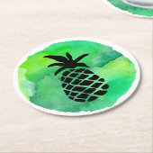 Gelbe Ananas Runder Pappuntersetzer (Angewinkelt)