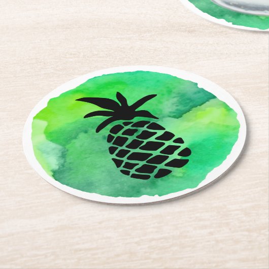 Gelbe Ananas Runder Pappuntersetzer (Angewinkelt)