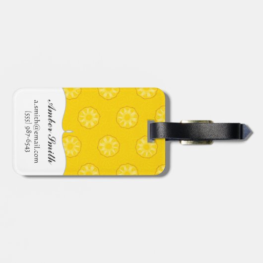 Gelbe Ananas schneidet Muster Gepäckanhänger (Rückseite horizontal)