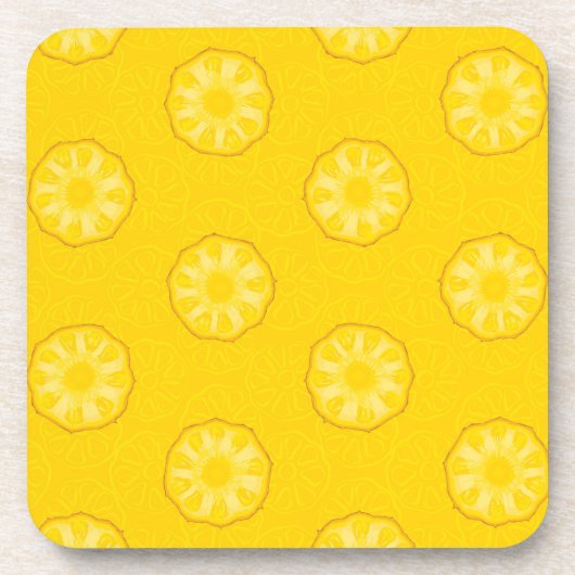 Gelbe Ananas schneidet Muster Getränkeuntersetzer (Vorderseite)