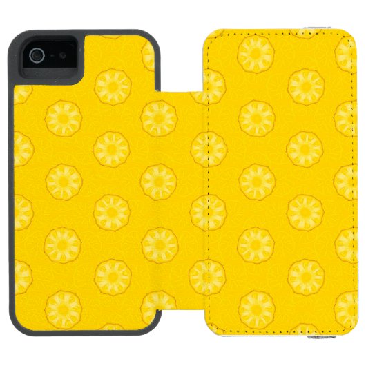 Gelbe Ananas schneidet Muster Incipio iPhone Geldbeutel-Hülle (Folio Geöffnet)