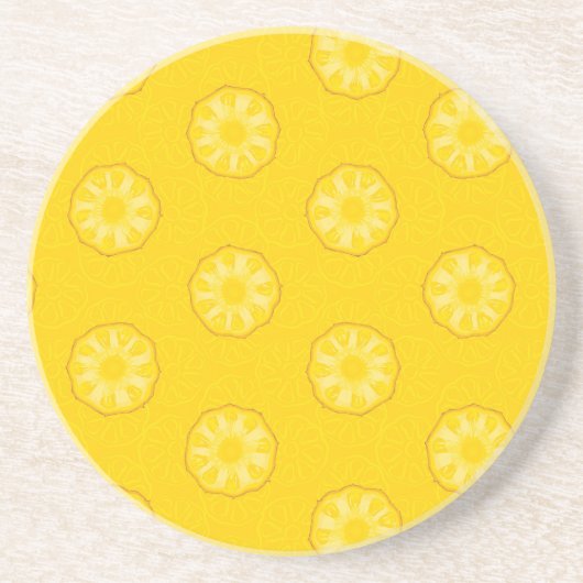 Gelbe Ananas schneidet Muster Sandstein Untersetzer (Vorne)