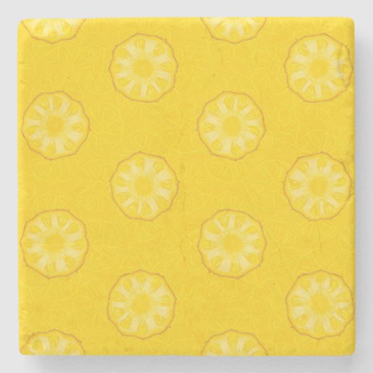 Gelbe Ananas schneidet Muster Steinuntersetzer (Vorderseite)
