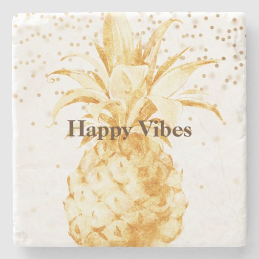 Gelbe Ananas Steinuntersetzer (Vorderseite)