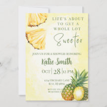 Gelbe Ananas Themendusche Einladung