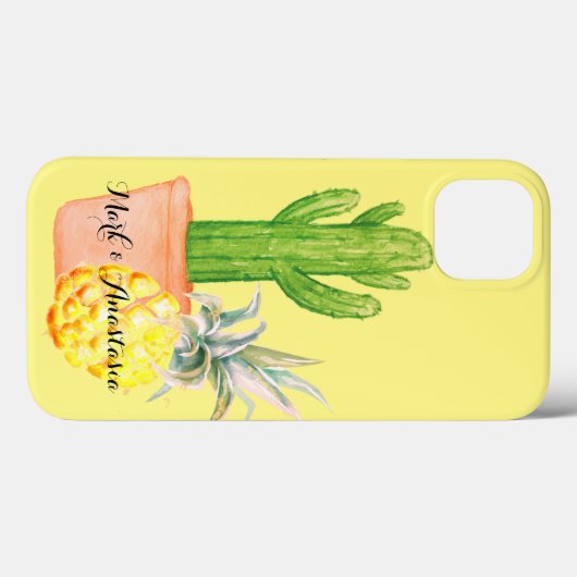 Gelbe Ananas und Kakteen der modernen Liebe Case-Mate iPhone Hülle (Rückseite (Horizontal))