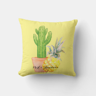 Gelbe Ananas und Kakteen der modernen Liebe Kissen