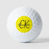 Gelbe Anfangsbuchstaben Monogramm Name Golfball (Vorderseite)