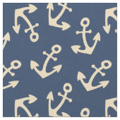 Gelbe Anker auf Marinegewebe von Yard Stoff (Nahaufnahme)