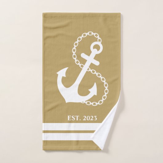 Gelbe Anker und Streifen Badhandtuch Set (Handtuch)