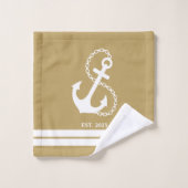 Gelbe Anker und Streifen Badhandtuch Set (Waschlappen)