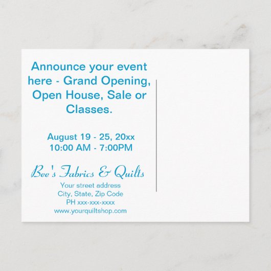 Gelbe Ankündigungspostkarte (Rückseite)